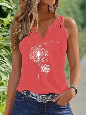 Women Vintage Floral Graphic V Neck Tank Tops Boho Cottagecore Wildflowers Cami Summer Sleeveless Shirt in Kuwait