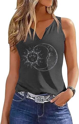 Women Vintage Floral Graphic V Neck Tank Tops Boho Cottagecore Wildflowers Cami Summer Sleeveless Shirt in Kuwait