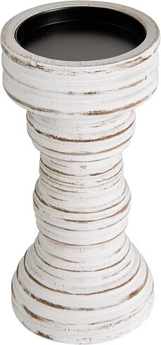 SOFE Antique White Wooden Candlestick Holders, Shabby Chic Decor, Farmhouse Tall Candle Holder Pillar for Rustic Table Centerpiece, Handcrafted Candle Stand Pedestal for Fireplace Mantel in Saudi Arabia