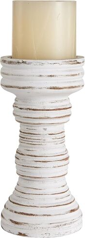 SOFE Antique White Wooden Candlestick Holders, Shabby Chic Decor, Farmhouse Tall Candle Holder Pillar for Rustic Table Centerpiece, Handcrafted Candle Stand Pedestal for Fireplace Mantel in Saudi Arabia