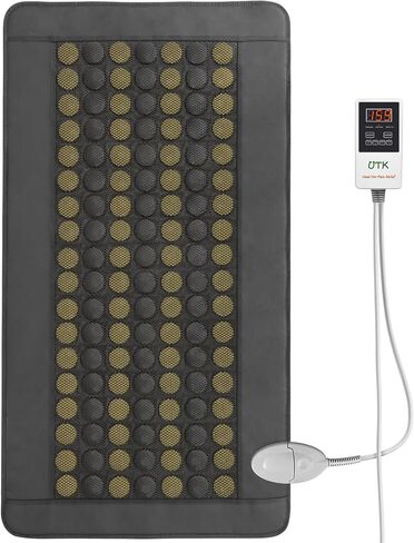 UTK Extra Large Heating Pad 21'' x 39'',Far Infrared Heat Therapy for Back Pain Relief with 126 Tourmaline Stones, Penetrate Heat into Muscle Layer, Up to 159°F,240 Mins,2H Auto-Off,Include Carry Bag in Kuwait