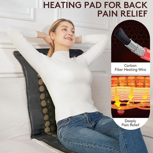 UTK Extra Large Heating Pad 21'' x 39'',Far Infrared Heat Therapy for Back Pain Relief with 126 Tourmaline Stones, Penetrate Heat into Muscle Layer, Up to 159°F,240 Mins,2H Auto-Off,Include Carry Bag in Kuwait