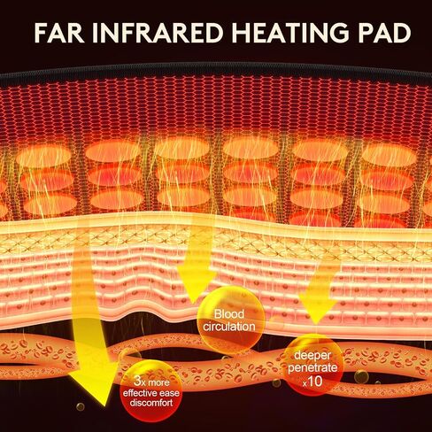 UTK Extra Large Heating Pad 21'' x 39'',Far Infrared Heat Therapy for Back Pain Relief with 126 Tourmaline Stones, Penetrate Heat into Muscle Layer, Up to 159°F,240 Mins,2H Auto-Off,Include Carry Bag in Kuwait