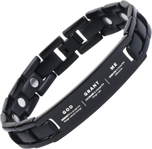 Crosstraxx Magnetic Serenity Prayer Bracelet - Motivational Prayer Bracelet for Women & Men - Spiritual Gifts for Friends & Family - Adjustable Size with Link Tool - 8.5x0.5" in Saudi Arabia