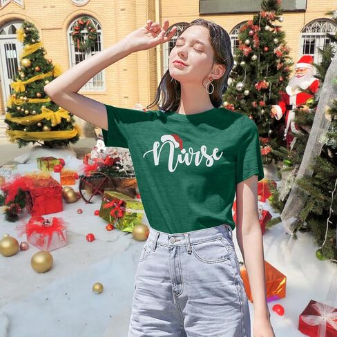Christmas Shirts for Women Christmas Nurse Tshirt Nurse Letter Print Clothes Christmas Holiday Tops in Kuwait