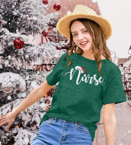 Christmas Shirts for Women Christmas Nurse Tshirt Nurse Letter Print Clothes Christmas Holiday Tops in Kuwait