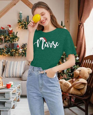 Christmas Shirts for Women Christmas Nurse Tshirt Nurse Letter Print Clothes Christmas Holiday Tops in Kuwait