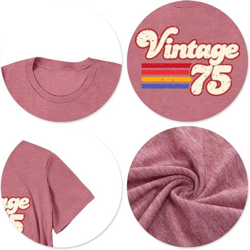 Vintage 1975 Tshirt for Women: 50th Birthday Gift Shirt Retro Birthday Party Short Sleeve Tee Tops in Kuwait