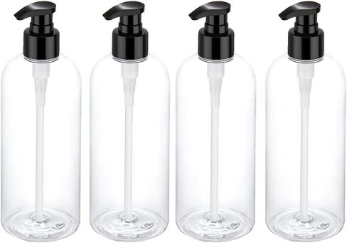 Bynccea 2 Pack Empty Plastic Pump Bottles Dispenser 16 oz / 500 ml Refillable Shampoo Bottles with Pumps Cylinder Shampoo Lotion Hand Pump Bottle Liquid Container for Bathroom Shampoo and Body Wash in Saudi Arabia
