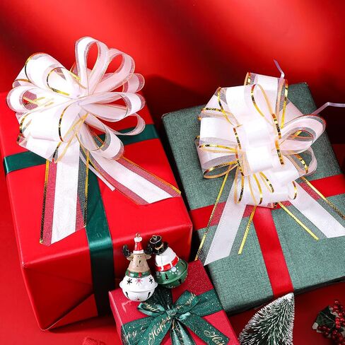 10 Pcs Gold Big Pull Bow Gift Wrapping 6 Inch Gift Bows， Pull Bows，Christmas Bows for Gift Wrapping，Mother's Day, Valentine's Day Birthdays Gift Decor for Present，Wedding Baskets Decorations(Gold) in Saudi Arabia