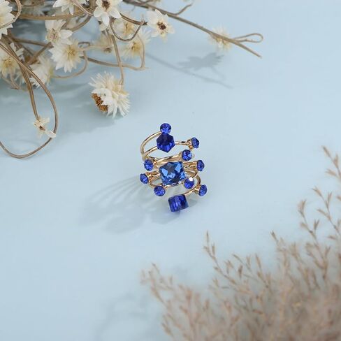 Xerling Cubic Red Crystal Statement Rhinestones Ring Layered Band Ring Bridal Ring for Wedding Prom Wrap Ring for Women Teens in Kuwait