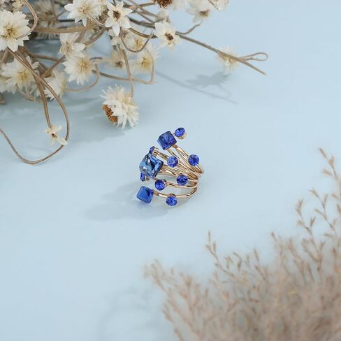 Xerling Cubic Red Crystal Statement Rhinestones Ring Layered Band Ring Bridal Ring for Wedding Prom Wrap Ring for Women Teens in Kuwait