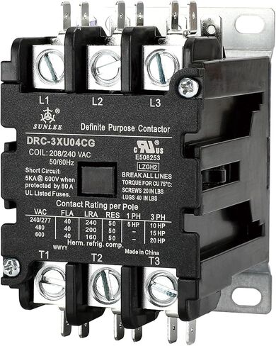 UL 3 pole 40 Amp contactor 24v coil SunLee Contactor A2L Compliant fits 42CF35AJ equivalent Definite Purpose Contactor in Kuwait