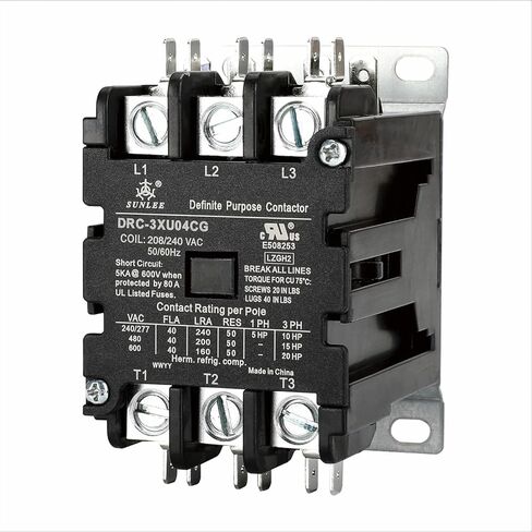 UL 3 pole 40 Amp contactor 24v coil SunLee Contactor A2L Compliant fits 42CF35AJ equivalent Definite Purpose Contactor in Kuwait
