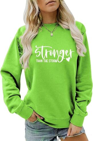 Stronger than the storm Women's Fun Letter Fall/Winter Sweatshirt Women's Casual Love Pattern Top in Saudi Arabia