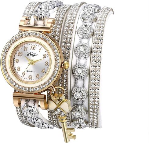 JewelryWe ساعات نسائية خمر بوهيميا متعدد الطبقات نسج التفاف ساعة يد جلدية التناظرية سوار كوارتز ، لعيد الميلاد in Kuwait