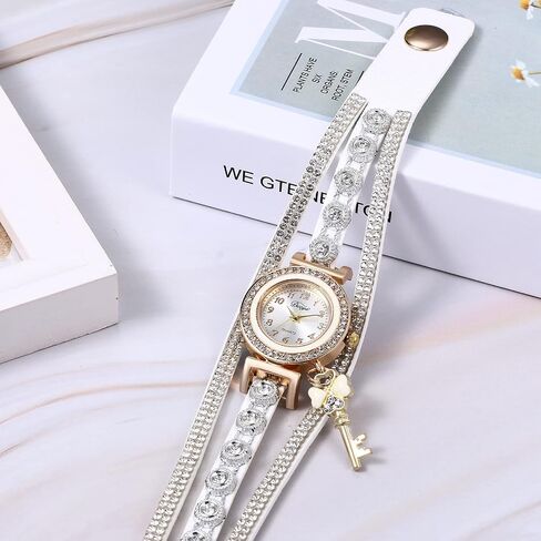 JewelryWe ساعات نسائية خمر بوهيميا متعدد الطبقات نسج التفاف ساعة يد جلدية التناظرية سوار كوارتز ، لعيد الميلاد in Kuwait