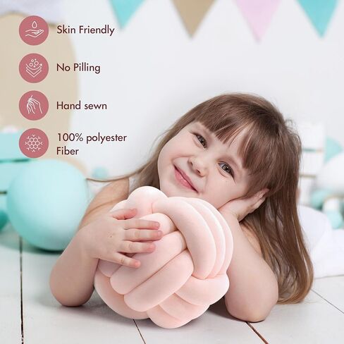 Knot Pillow Ball, Soft Throw Pillow, Hand Made Decor, Round Plush Pillow, Sofa Cuddle Ball, Cute Couch Knotted Pillows, Suitable Living Room Decoration, (11x11, Navy) in Saudi Arabia
