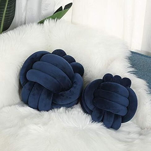 Knot Pillow Ball, Soft Throw Pillow, Hand Made Decor, Round Plush Pillow, Sofa Cuddle Ball, Cute Couch Knotted Pillows, Suitable Living Room Decoration, (11x11, Navy) in Saudi Arabia