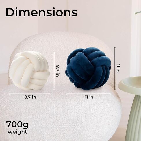 Knot Pillow Ball, Soft Throw Pillow, Hand Made Decor, Round Plush Pillow, Sofa Cuddle Ball, Cute Couch Knotted Pillows, Suitable Living Room Decoration, (11x11, Navy) in Saudi Arabia