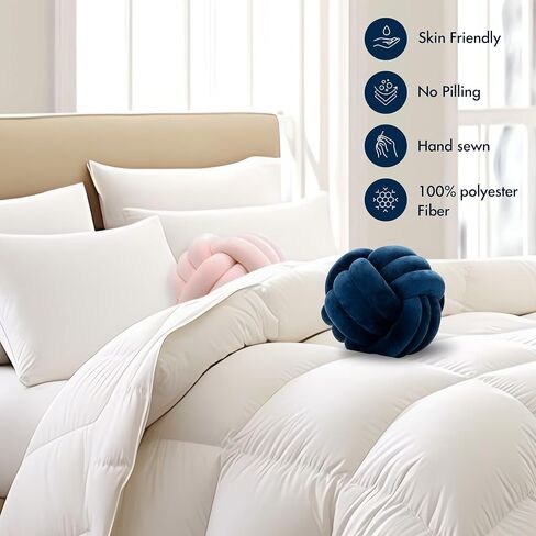 Knot Pillow Ball, Soft Throw Pillow, Hand Made Decor, Round Plush Pillow, Sofa Cuddle Ball, Cute Couch Knotted Pillows, Suitable Living Room Decoration, (11x11, Navy) in Saudi Arabia