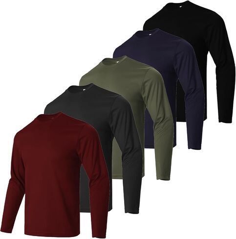 LeeHanTon Mens Active Athletic T-Shirts Quick Dry Crew Neck Tees Fishing Hiking Long Sleeve Shirt Multipack in Kuwait