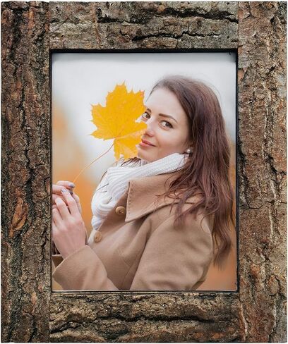 إطارات صور ريفية مقاس 8 × 10 من IKEREE مع لحاء حقيقي، مصنوعة من الخشب الطبيعي والزجاج الحقيقي، تعرض صورًا للطاولة أو التثبيت على الحائط. in Kuwait