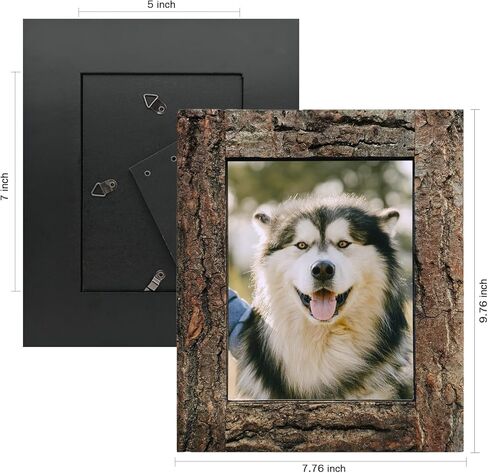 إطارات صور ريفية مقاس 8 × 10 من IKEREE مع لحاء حقيقي، مصنوعة من الخشب الطبيعي والزجاج الحقيقي، تعرض صورًا للطاولة أو التثبيت على الحائط. in Kuwait