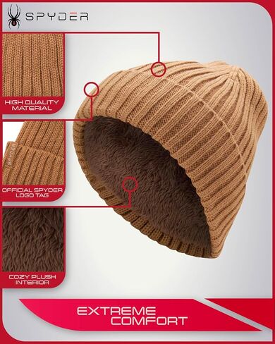 Spyder Women's Beanie - Cozy Plush Sherpa Lined Ribbed Cuff Winter Hat for Women with Embroidered and Woven Logo Patch in Saudi Arabia