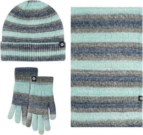 Wander Agio Womens Warm Winter Hat Scarf Glove Set for Women Knit Beanies Hats Scarves and Gloves Space-Dye Stripes 3-Sets in Saudi Arabia
