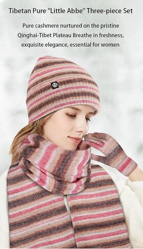 Wander Agio Womens Warm Winter Hat Scarf Glove Set for Women Knit Beanies Hats Scarves and Gloves Space-Dye Stripes 3-Sets in Saudi Arabia