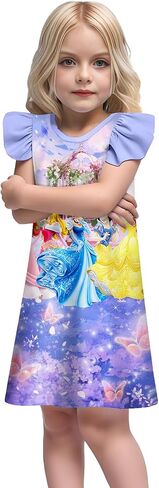 Girl Kids Princess Dress Toddler Cartoon Dresses Summer Casual Playwear Outfits 2-9Y in Saudi Arabia
