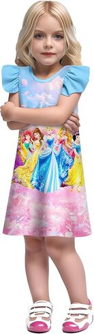 Girl Kids Princess Dress Toddler Cartoon Dresses Summer Casual Playwear Outfits 2-9Y in Saudi Arabia