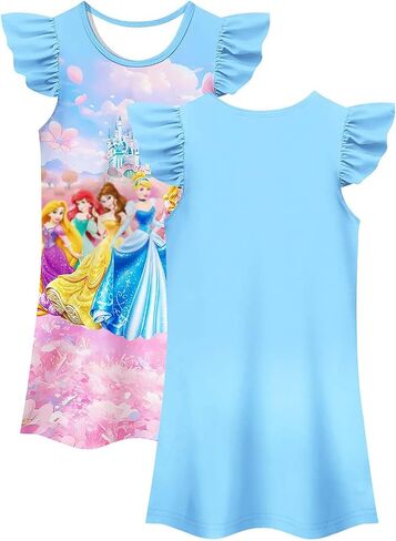 Girl Kids Princess Dress Toddler Cartoon Dresses Summer Casual Playwear Outfits 2-9Y in Saudi Arabia
