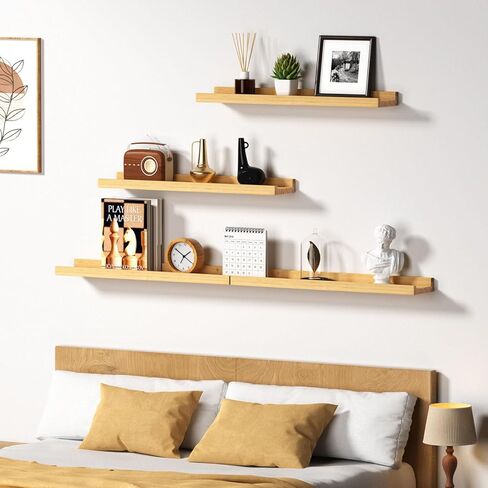 Floating Shelves for Wall, Wood Wall Shelves with Lip for Bedroom, Living Room, Kitchen, Office, 16 Inch Wall Mounted Storage Shelves for Room Decor Organizers Set of 4 (Walnut, 4Pack 16inch) in Kuwait