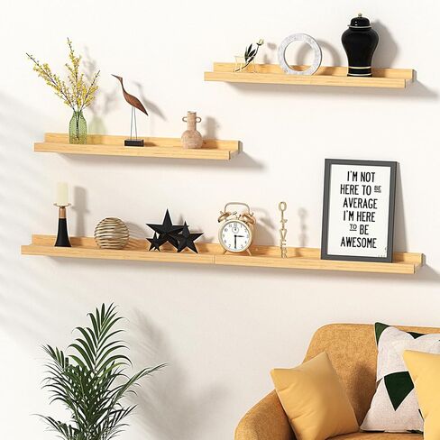 Floating Shelves for Wall, Wood Wall Shelves with Lip for Bedroom, Living Room, Kitchen, Office, 16 Inch Wall Mounted Storage Shelves for Room Decor Organizers Set of 4 (Walnut, 4Pack 16inch) in Kuwait