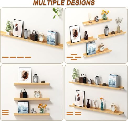 Floating Shelves for Wall, Wood Wall Shelves with Lip for Bedroom, Living Room, Kitchen, Office, 16 Inch Wall Mounted Storage Shelves for Room Decor Organizers Set of 4 (Walnut, 4Pack 16inch) in Kuwait