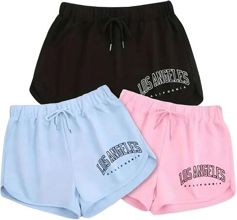 GORGLITTER Women's 3 Piece High Waisted Comfy Gym Shorts Drawstring Waist Lounge Shorts in Saudi Arabia