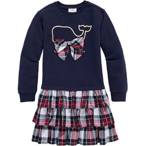 vineyard vines Girls' Tiered Poplin Sweatshirt Dress