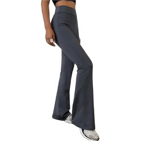 Floerns Women's Solid Elastic High Waited Bell Bottom Flare Leg Yoga Long Sweatpants