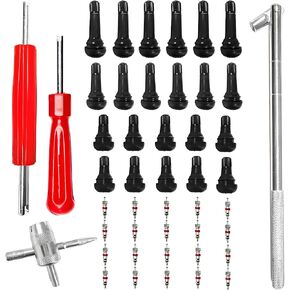 Valve Stem Installer Tool, Tire Valve Stem Puller Tool Single Dual Head Valve Core Remover, Tire Repair Tool Set with Valve Cores Valve Stem Replacement, Car Accessories