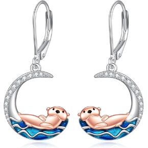 YFN Otter Gifts أقراط قضاعة البحر من الفضة الاسترليني مجوهرات Otter للنساء هدايا قضاعة لمحبي قضاعة الماء