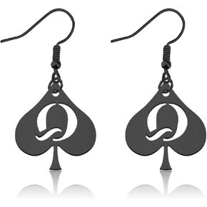 WUSUANED Funny Black Q Spades Earrings Naughty Jewelry Naughty Queen Gift Hotwife Spicy Gift