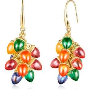 CLASSYZINT Christmas Earrings For Women Colorful Resin Light Beads Cluster Drop Dangle Earrings Christmas Jewelry Gift