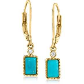 RS Pure by Ross-Simons Turquoise Drop Earrings in 14kt Yellow Gold