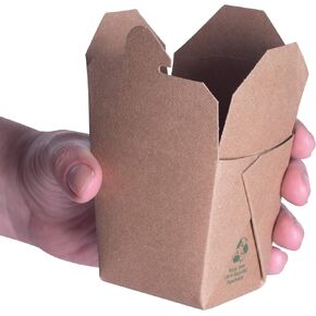 Recyclable 8oz 16oz Brown Chinese Takeout Boxes 100pk. 50 Each 16 and 8 Ounce Leakproof, Greaseproof To Go Containers For Restaurants and Food Service. Best Value Bulk Pack Microwaveable Meal Pails