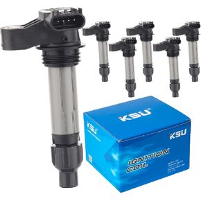 KSU Ignition Coil Pack Compatible With Buick Enclave Cadillac SRX STS ATS CTS Chevy Malibu Impala Traverse Pontiac Saab Saturn Camaro Outlook Suzuki GN10494 D515C UF569 C1555 V6 3.6 2.8 3.0 (6 PCS)