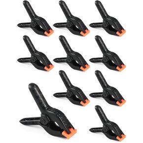 10 Pcs Spring Clamps, RELBRO 4.5 Inch Large Plastic Spring Clips Clamps Heavy Duty Black Backdrop Clamps Clips for Photography Woodworking Balloon Arch Crafts Tarps