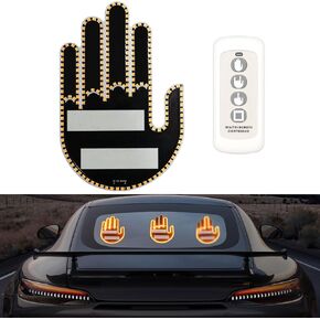 Middle Finger Car Light with Remote, Funny Car Hand Gesture Lights, Road Rage Car LED Signs for Men and Women, Ideal Gifted Car Truck Accessories