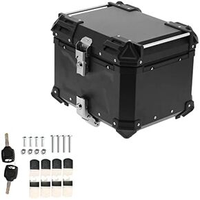 Motorcycle Top Box, Universal Black 45L Aluminum Alloy Motorcycle Top Case Tail Box Waterproof Motorcycle Trunk Tail Box Bag Luggage Carrier for Store Helmet and Luggage Motorcycle Accessory